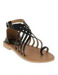 Firenze Crisscross Toe Band Sandals  Black