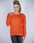 Pull-It Orange Acrylic Knitted Ladies Sweater