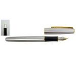 Stainless STEEL FOUNTAIN PEN W/GOLD TRIM