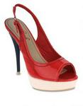 Launch Peep-toe Slingbacks  Red
