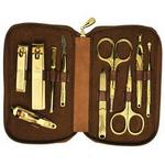 10pc Brown Leather Manicure Set For Men