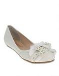 Bebece White Studded Bow Detail Flats