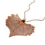 Leaves Blowing Iridescent Cottonwood Leaf Pendant (Medium)