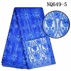 Pgooodp African Lace Fabric 5 Yards French Net Nigeria Lace Embroidered Guipure Fabrics 009 Blue