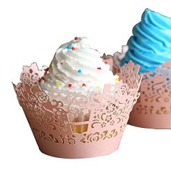 SK 60 Pcs Hollow Carving Decor Cupcake Muffin Paper Holders Filigree Vine Designed Cupcake Wrappers Baking Cup Wraps Cases Wedding Birthday Decorations