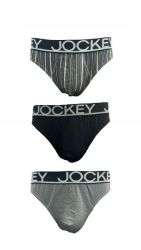 Jockey - 3 Pack Mens Stripe Briefs - Grey black