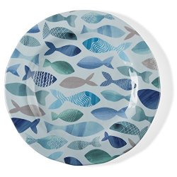 Tag - Fish Melamine Salad Plate Durable Bpa-free And Great For Outdoor Or Casual Meals Blue Set Of 4