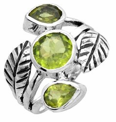 Natural Peridot 925 Sterling Silver Rings Silver Jewelry