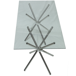 Cafe Table - Rectangle Glass Top Clear - 70CM X 120CM