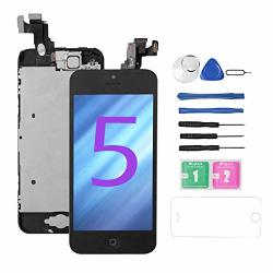For Iphone 5 Screen Replacement Black Drscreen Full Lcd Display Touch Glass Screen Digitizer Replacement Kit With Home Button And Front Camera For A1428 A1429 A1442