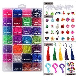 11800+ Rubber Bands Refill Loom Kit Organizer For Kids Bracelet Weaving Diy Crafting Ncludes 11050 Rubber Bands 3 Backpack Hooks 30 Charms 235 Beads 550 Clips 5 Tassel Organizer With Color Name