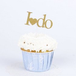 Gold Glitter I Do Cupcake Toppers Set Of 12