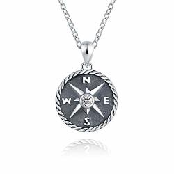Beilin 925 Sterling Silver Compass Journey Jewelry Friendship Pendant Necklace For Women