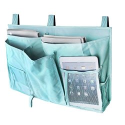 Pinji 7 Pockets Bedside Storage Bag Caddy Hanging Organizer Pockets For Headboards Bed Rails Dorm Rooms Bunk Beds Hospital Beds Blue