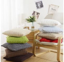 100% Cotton Knitted Both Sides Cushion Cover 45x45cm Square - Tan 45x45cm Sq