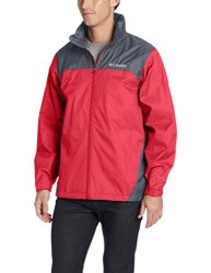 Columbia Men's Glennaker Lake Front-zip Rain Jacket With Hideaway Hood Mountain Red graphite Xx-large