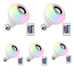 Bluetooth Speaker Music Light Bulb With Remote - 5 Pack