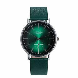 Fashionwu Men Women Fashion Round Dial Casual Watch Leather Belt Stylish Scale Watch Green Dial Green Band