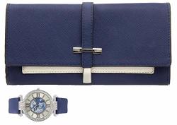Women's Essentials - Matching Women's Watch & Colorful 2 Layer Design Wallet Gift Set - ST10234 Navy Blue