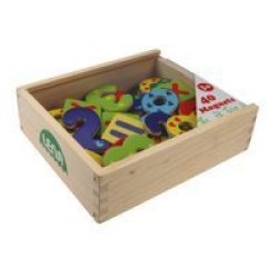 Wooden Magnetic Numbers In A Wooden Box