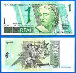 Brazil 1 Real 2003 Unc Signe 40 Serie A Suffix C Note Brasil South America Banknote