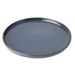 Flat Stackable Blue Dinner Plate