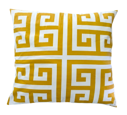 Mustard And White Pattern Scatter Cushion - Inner Included