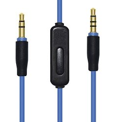 50 Cent Replacement Audio Cable Inline MIC & Talk 3.5MM Plug Extension Cord Compatible With Sms Audio 50 Cent Wired Over-ear Headphones For Ios Android System Blue