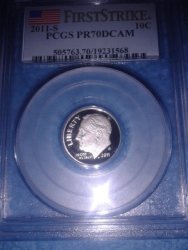 2011 S Pcgs Proof 70 Dcam First Strike 10 Cent Roosevelt Dime