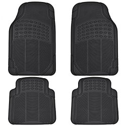 Bdk All Weather Black Rubber Floor Mats For Car Suv & Truck - 4 Pieces Set Front & Rear Trimmable Heavy Duty Protection