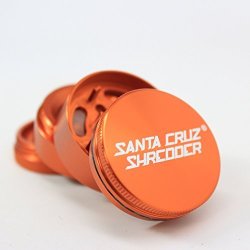 Small Santa Cruz Shredder Orange 4 Piece Grinder With A Cali Crusher Pollen Press