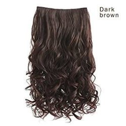 Reecho 20" Full Head Curly Clips In On Hair Extensions Hairpieces For Women 5 Clips 4.6 Oz Dark Brown