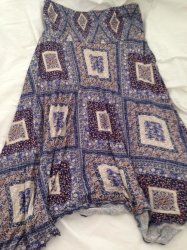 Ladies Patterned Blue Skirt Size 16