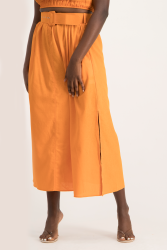 Palesa Linen Midi Skirt - Orange - M