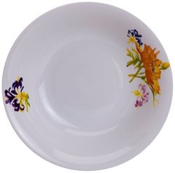 Euro Ceramica Tiger Lilly Collection 11.4" Porcelain Round Serving salad Bowl Vivid Floral Decal Multicolor