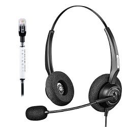 Arama Headset With Microphone Rj Binaural Telephone Headset With Noise Cancelling And Hands-free With MIC For Plantronicsintertel Allworx Altigen Avaya Comdial Digium Landline Deskphones RJ-200D