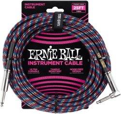 25 Foot Braided Instrument Cable Red Blue White