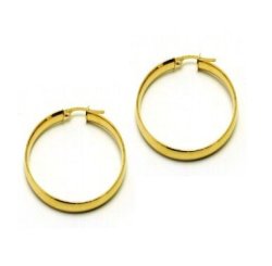 Genuine 9ct Yellow Gold Round Flat Hoop Earrings