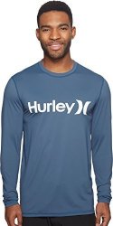 Hurley Men's One And Only Long Sleeve Sun Protection Rashguard Squadron Blue white S