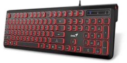 Genius Slimstar 260 Wired USB Multimedia Keyboard Black red