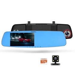 BENEWEAR Backup Camera 9.66 Mirror Dash Cam Touch Screen 1080P Rearview Front and Rear Dual Lens with Waterproof Reversing Camera 
