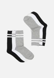 3 Pack Stripe Socks - Black grey white