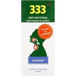 333 Anti-bacterial Mouthwash & Gargle SPEARMINT+10 Lozenges