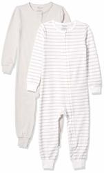 Hanes Ultimate Baby Zippin 2 Pack Sleep And Play Suits Grey Stripe 0-6 Months