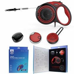 Dogness Retractable Leash Package - One Bluetooth Speaker One LED Light One Convenience Box Good Gift Christmas Holidays Parties 4M Bright Red
