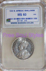 1932 2 Shillings Sangs Graded Ms 60