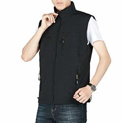 Liveinu Mens Work Multi-Pockets Fishing Vest 100% Cotton Summer Outdoor Travel Vest Workwear