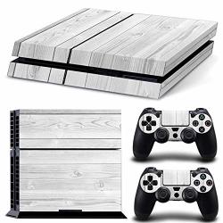 Dapanz White Wood Skin Sticker Vinyl Decal Wrap Cover For Playstation 4 Console Dualshock 4 Wireless Controllers