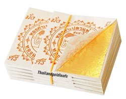 100 Edible Gold Leaf Sheets 24K % Pure 35 X 35 Mm Cake Decoration Macaroon Dessert Drink By Thailandgoldleafs