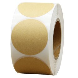 Hcode Natural Circle Kraft Paper Dots Labels 1.5 Inch Round Brown Adhesive Stickers Writable And Printable Thermal Transfer Labels 500 Pieces Per Roll 1 Roll